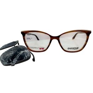 EasyClip EC511 Brown Tortoise Acetate Optical Eyeglass Frame 53-15-135